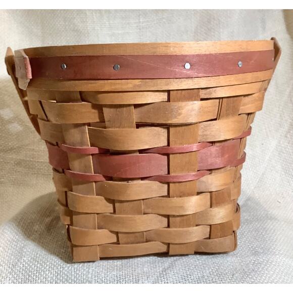 1988 LONGABERGER Christmas Collection red Poinsettia basket initials M E B - Picture 4 of 9